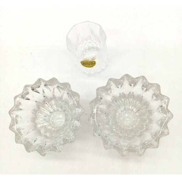 Cristal D' Arques 2 Clear Cut Lead Crystal Candle Stick Holders & Mini Vase - Picture 4 of 7